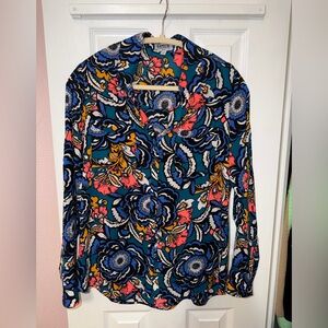 Express portofino slim fit floral button down collared medium